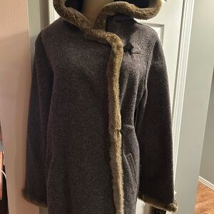 Cozy Hooded Coat with Faux Fur Trim